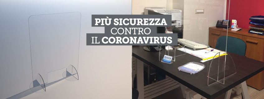 Schermo di protezione anti-contagio coronavirus in plexiglass per negozi e aziende  